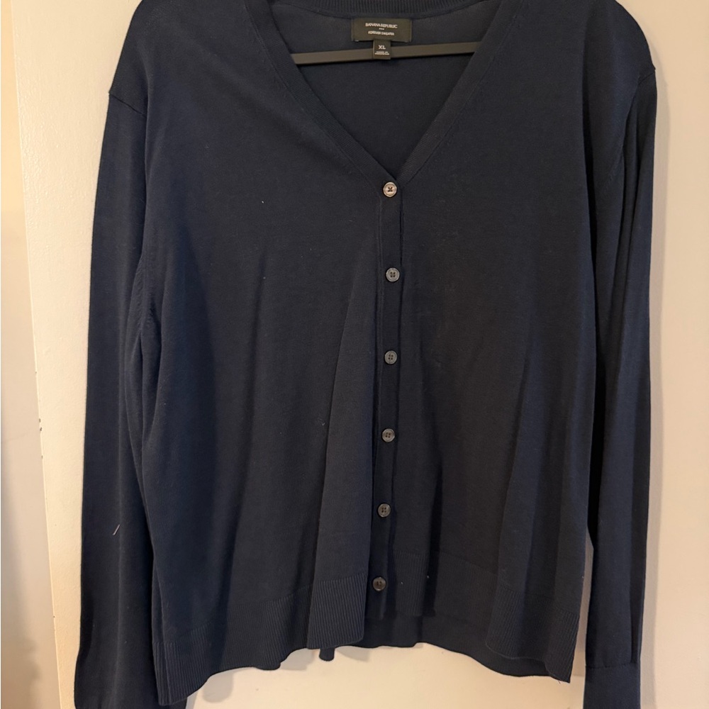 Banana Republic Factory Navy Forever Sweater V Neck Cardigan